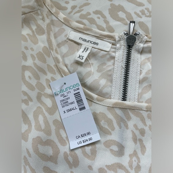 NWT Maurices Delton Leopard Zipper Back Tank, Size XS, Casual Summer Date Night - Picture 7 of 7